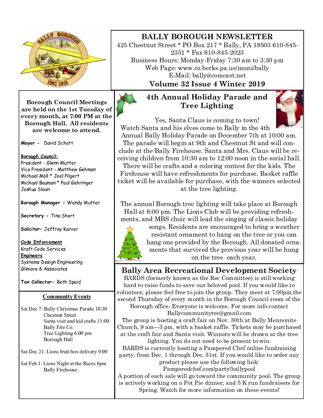 Thumbnail of the first page of 'Newsletter – Winter 2019'