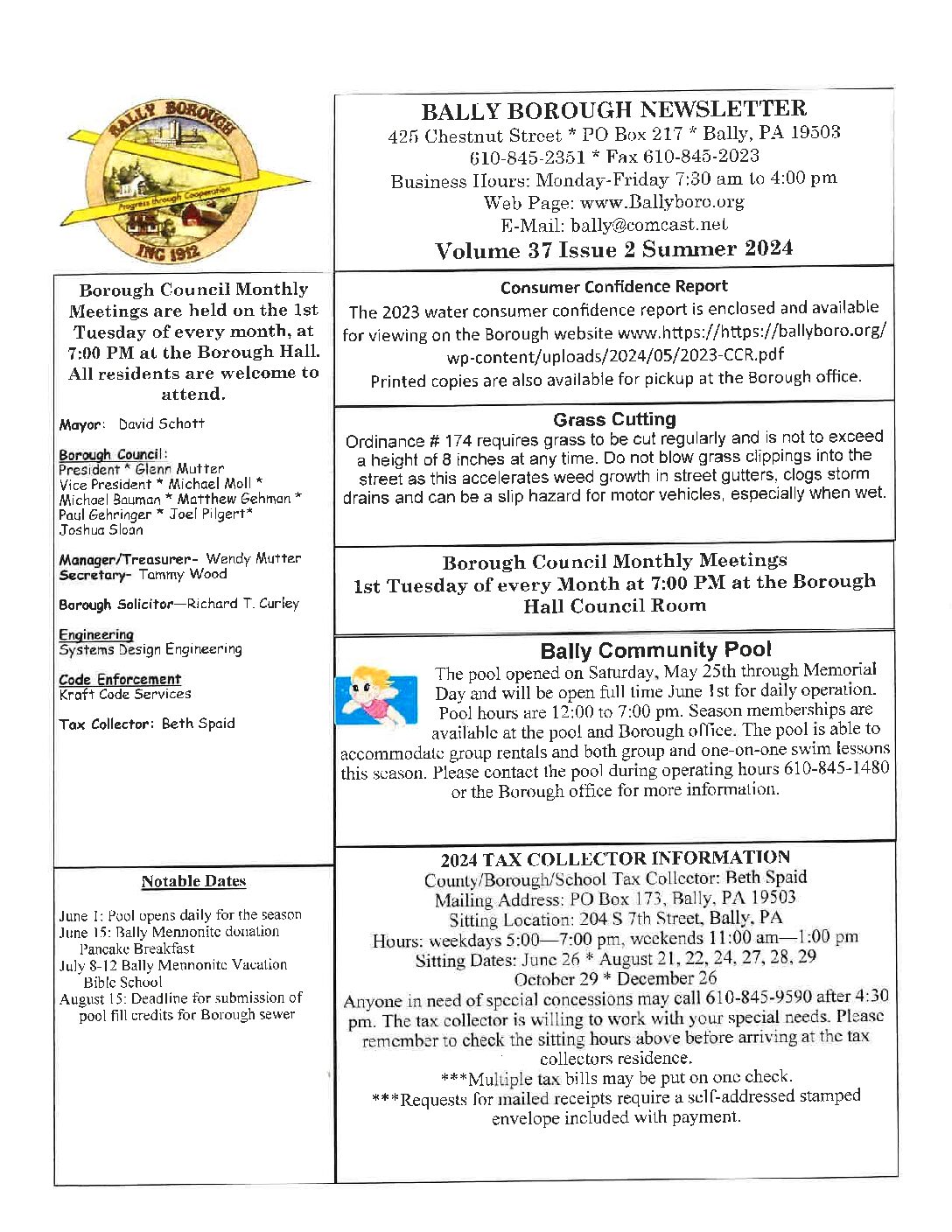 Thumbnail of the first page of 'Newsletter – Summer 2024'
